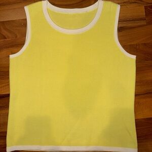 Lemon yellow sweater tank trendy classic‎ light weight granny chic luxe